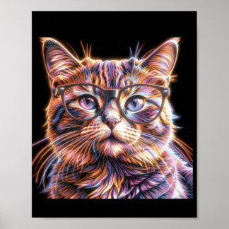 Neonkat met Bril Poster