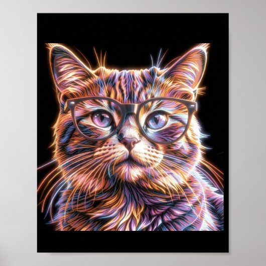 Neonkat met Bril Poster (Voorkant)