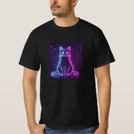 **Neonkat ontwerp – Lichtgevende Futuristische Kat T-shirt