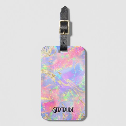 neonkleuren gemstone opal bagagelabel (Voorkant (verticaal))