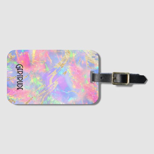 neonkleuren gemstone opal bagagelabel (Voorkant (horizontaal))
