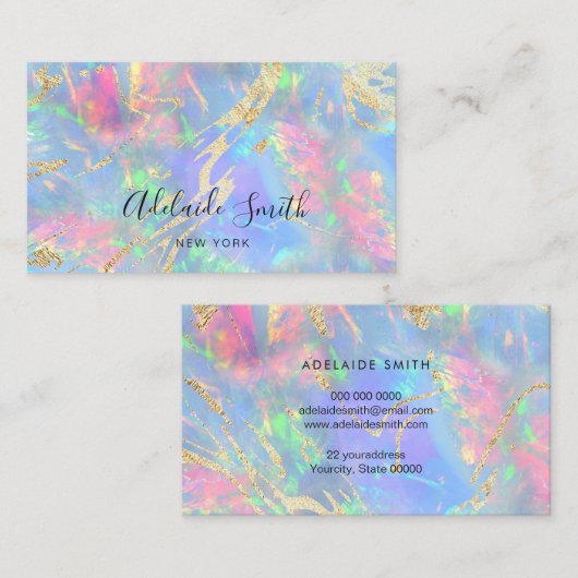 neonkleuren gemstone opal visitekaartje (Voorkant / Achterkant)