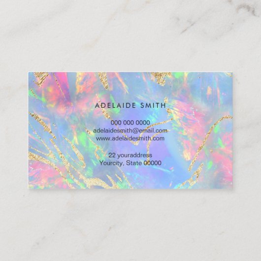 neonkleuren gemstone opal visitekaartje (Achterkant)