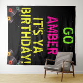 Neonkleuren jaren 90|Hip Hop-verjaardagsfotobehang Wandkleed (In Situ (horizontaal))