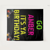 Neonkleuren jaren 90|Hip Hop-verjaardagsfotobehang Wandkleed (Voorkant (horizontaal))