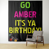 Neonkleuren jaren 90|Hip Hop-verjaardagsfotobehang Wandkleed (In situ)