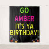 Neonkleuren jaren 90|Hip Hop-verjaardagsfotobehang Wandkleed (Voorkant)