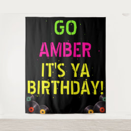 Neonkleuren jaren 90|Hip Hop-verjaardagsfotobehang Wandkleed