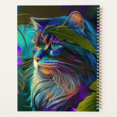 Neonkleurige kat in tropische bloemen AI kunst Planner (Achterkant)