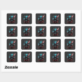 Neonkleurige ninja panda vierkante sticker (Vel)