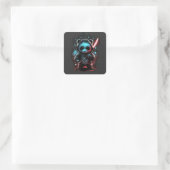 Neonkleurige ninja panda vierkante sticker (Tas)