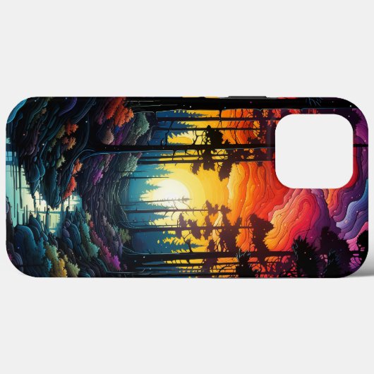 Neonkunst, psychedelisch dennenbos Case-Mate iPhone case (Achterkant (horizontaal))