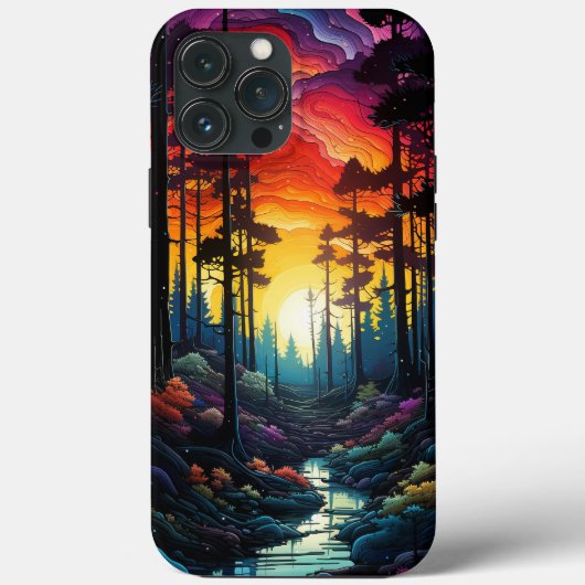 Neonkunst, psychedelisch dennenbos Case-Mate iPhone case (Achterkant)