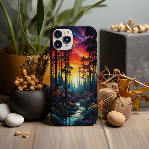 Neonkunst, psychedelisch dennenbos Case-Mate iPhone case