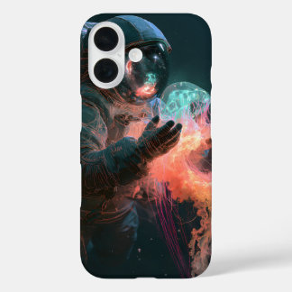 Neonkwal Astronaut Sterrenstelsel Hoestelcase iPhone 16 Hoesje