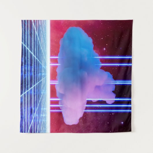 Neonlandschap: Wolk Wandkleed (Voorkant (horizontaal))