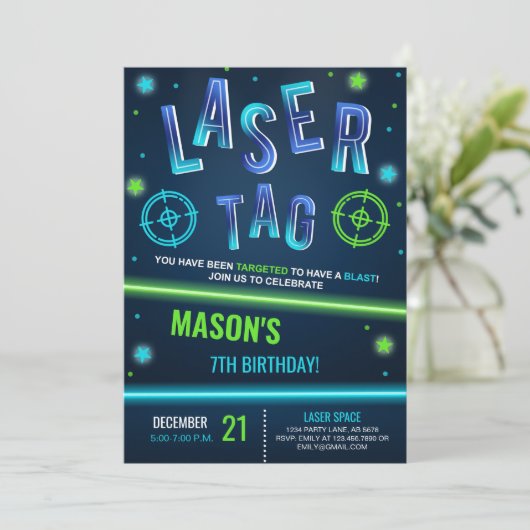 Neonlaser Label blauw Kaart (Staand voorkant)