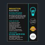 Neonlicht, elektricien Adverteren Flyer<br><div class="desc">Neon Light,  elektricien Adverteren flyers bij de Visitekaartje Store.</div>