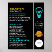 Neonlicht, elektricien Adverteren Poster (Voorkant)