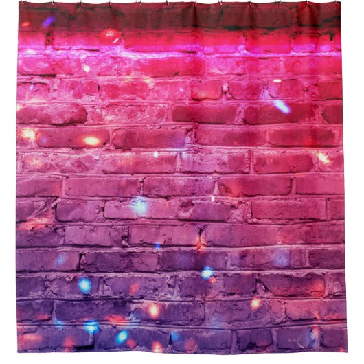 Neonlicht: lege bakstenen muur. douchegordijn (Voorkant)