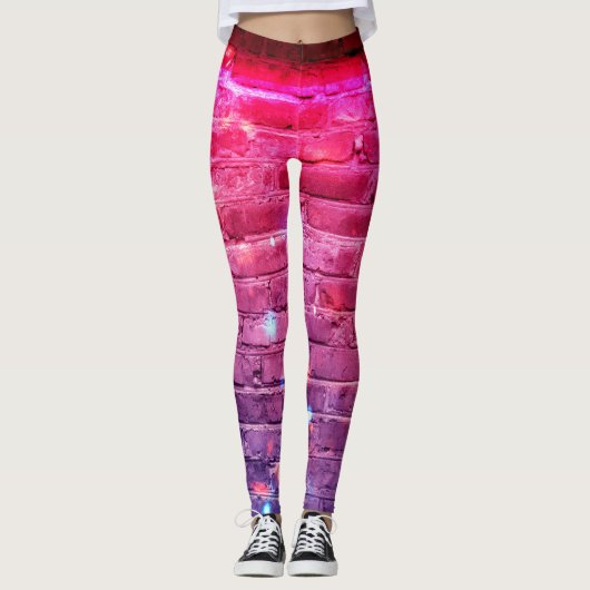 Neonlicht: lege bakstenen muur. leggings (Voorkant)