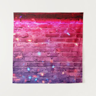 Neonlicht: lege bakstenen muur. wandkleed