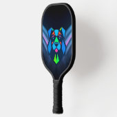Neonlichten blauwe hond pickleball paddle (Links)