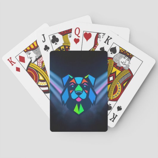 Neonlichten blauwe hond pokerkaarten (Achterkant)