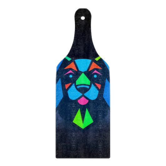 Neonlichten blauwe hond snijplank (Voorkant)