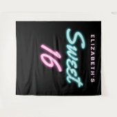 Neonlichten Sweet 16 Verjaardagsfeest Tapijt Wandkleed (Voorkant (horizontaal))