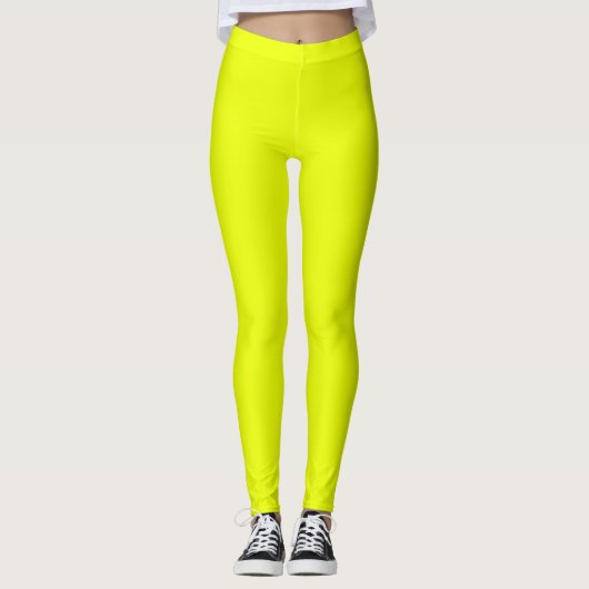 neonlichtgroene vaste kleur leggings (Voorkant)