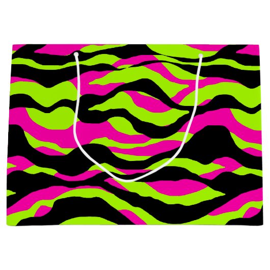 neonliefhebbers van zebra afdrukken groot cadeauzakje (Voorkant)