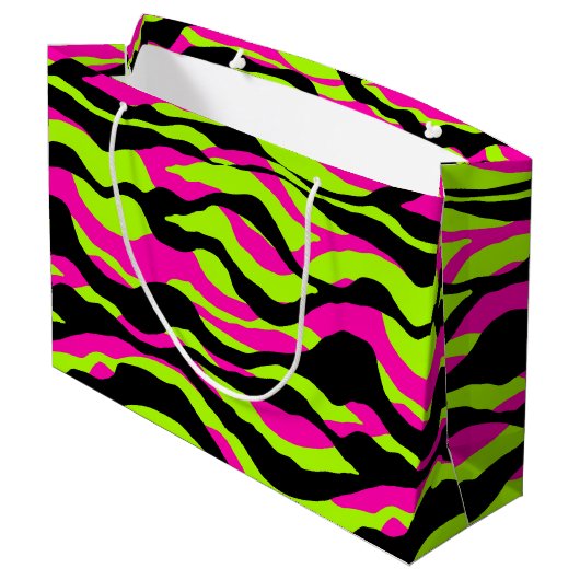 neonliefhebbers van zebra afdrukken groot cadeauzakje (Achterkant Gekanteld)