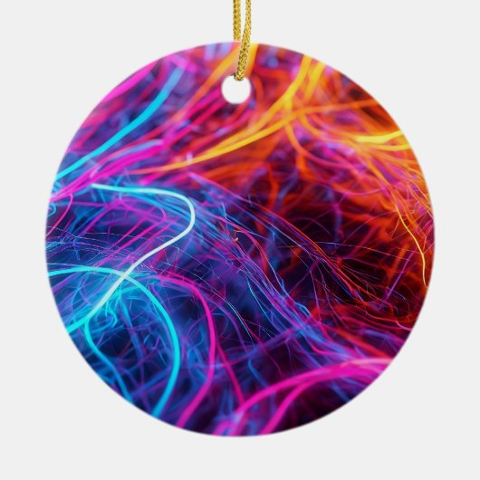 Neonlijnen Keramisch Ornament (Voorkant)