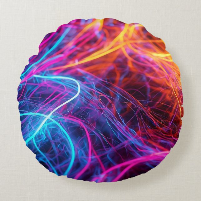Neonlijnen Rond Kussen (Voorkant)