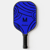 NeonLine 1 Blauw bewerkbare naam en Initialen Pickleball Paddle (Voorkant)