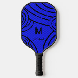 NeonLine 1 Blauw bewerkbare naam en Initialen Pickleball Paddle