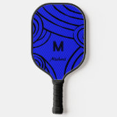 NeonLine 1 Blauw bewerkbare naam en Initialen Pickleball Paddle (Achterkant)