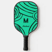 NeonLine 1 Blauw-Groen Bewerkbare Naam & Initialen Pickleball Paddle (Achterkant)