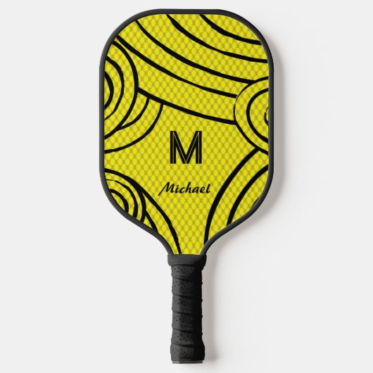 NeonLine 1 Geel Bewerkbare naam & Initialen Pickleball Paddle (Voorkant)