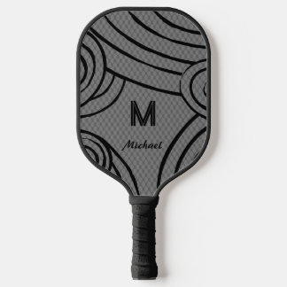 NeonLine 1 Grey Bewerkbare naam en Initialen Pickleball Paddle