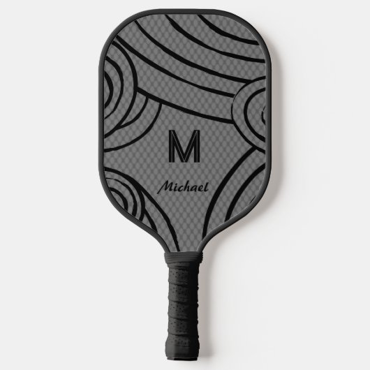 NeonLine 1 Grey Bewerkbare naam en Initialen Pickleball Paddle (Achterkant)