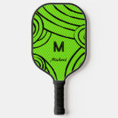 NeonLine 1 Groene bewerkbare naam en Initialen Pickleball Paddle (Voorkant)
