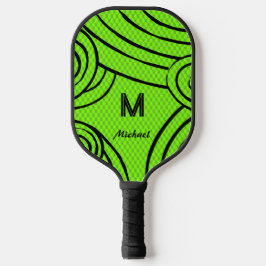 NeonLine 1 Groene bewerkbare naam en Initialen Pickleball Paddle