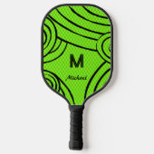 NeonLine 1 Groene bewerkbare naam en Initialen Pickleball Paddle (Achterkant)
