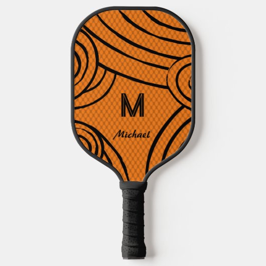 NeonLine 1 Oranje bewerkbare naam en Initialen Pickleball Paddle (Voorkant)