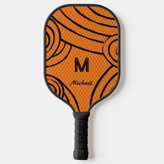 NeonLine 1 Oranje bewerkbare naam en Initialen Pickleball Paddle (Achterkant)