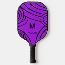 NeonLine 1 Paarse bewerkbare naam en Initialen Pickleball Paddle