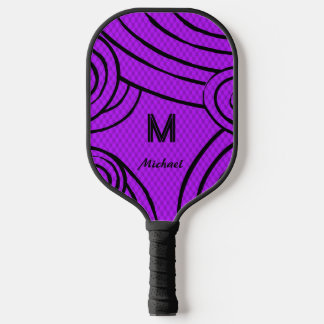 NeonLine 1 Paarse bewerkbare naam en Initialen Pickleball Paddle