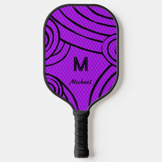 NeonLine 1 Paarse bewerkbare naam en Initialen Pickleball Paddle (Voorkant)
